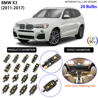 20 Bulbs LED Interior Light Kit for BMW X3 F25 White Dome Light Bulbs Upgrade