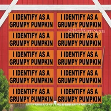 Funny "I IDENTIFY AS A GRUMPY PUMPKIN" Halloween BUMPER STICKER goth girl