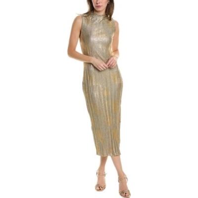 Line & Dot Women's Naomi Metallic Rib-Knit Midi-Dress - Gold - Size Small