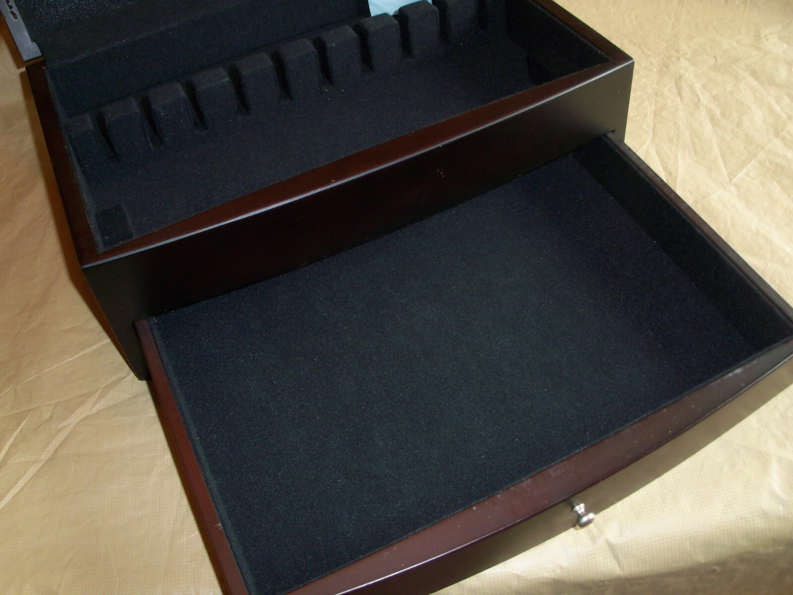 VTG WOOD FLATWARE SILVERWARE STERLING SILVER STORAGE BOX CHEST WITH