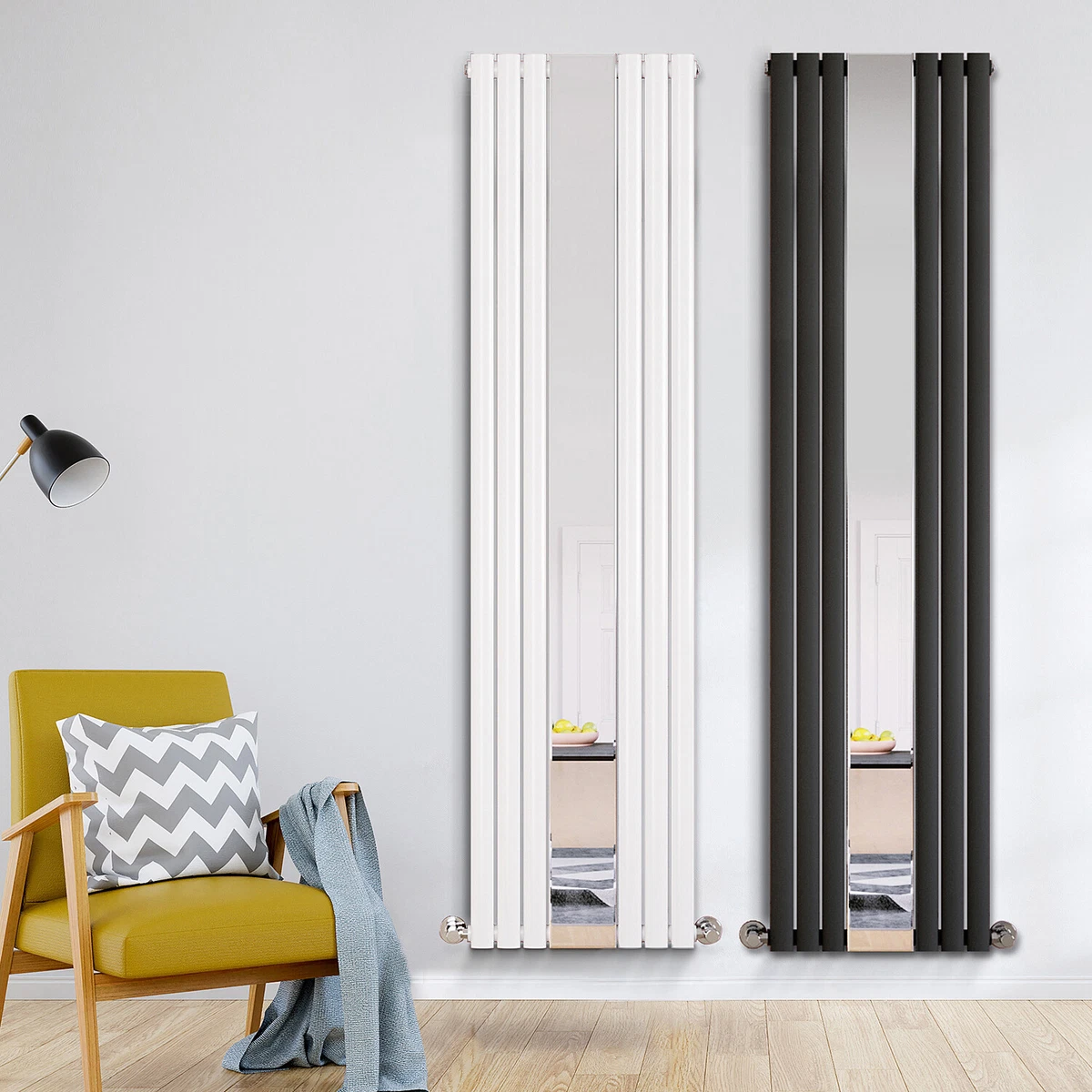 Designer Vertical Radiator Mirror Oval Column Panel White Anthracite  1800x500mm | eBay