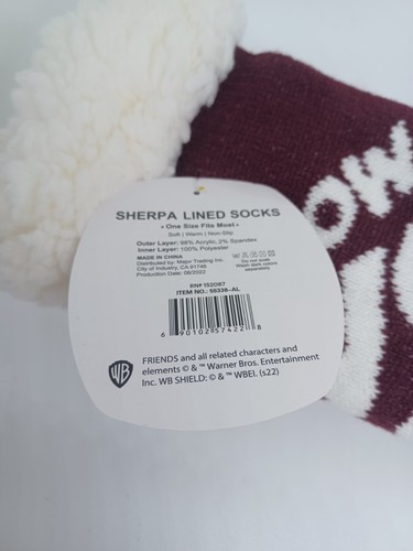 Friends TV Show Sherpa Lined Anti Slip Socks Joey How You Doing? NWT New - Picture 3 of 5