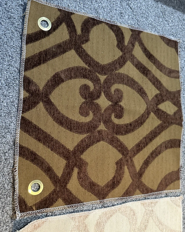 Lot of 2 Bella Fabric Samples Remnants Sabah Incense Gardenia Cream Brown Crafts - Image 3 of 4