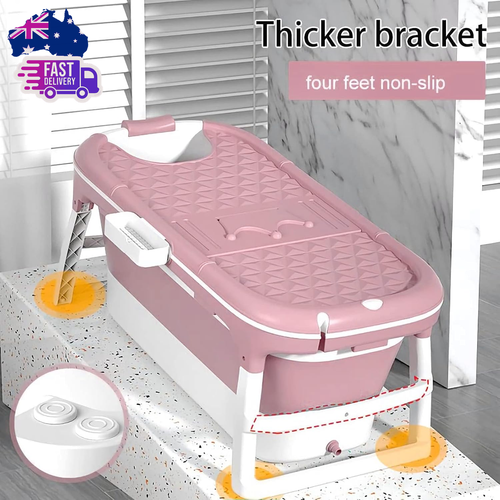 148Cm Pink Foldable Portable Bathtub Outdoor Family Soaking Tub for Adult Spa Ad - Picture 5 of 12
