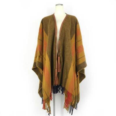 Hermes poncho Rocabar with leather pom-pom, cashmere blend, unisex [used]
