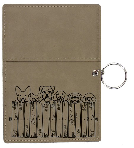 Peeking Pups Laser Engraved Leatherette Keychain Wallet - Picture 11 of 18