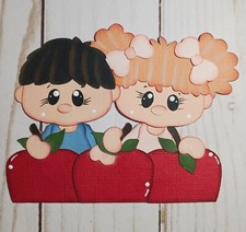 Paper piecing for scrapbook, school boy and girl, school days, Embellishment