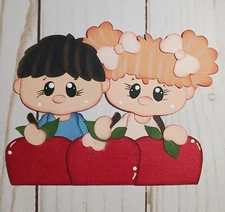 Paper piecing for scrapbook, school  boy and girl, school days, Embellishment 