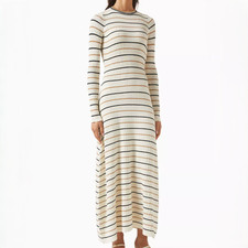 Solid & Striped The Dora Ribbed Knit Dress In Brule Multi Stripe Women's Size S