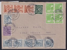 Alliierte Besetzung 932,944,946,947,951 auf Brief Am. Brit. Zone ZF #NZ263