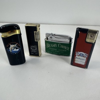 Four Vintage Promotional Cigarette Lighters Beams Choice Jack Daniel s Bud