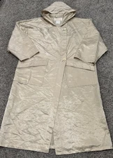 Vintage Lundstrom Laparka Beige Hooded Packable Coat Trench Overcoat S