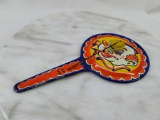  1950s AMERICAN MADE CIRCUS CLOWN NOISE MAKER Metal Clapper Toy Tin Litho