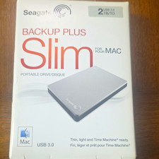 Seagate Backup Plus Slim for Mac 2TB USB 3.0 Portable External HDD Silver