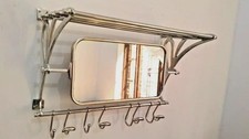 Silver Rack Wall Mounted Luggage Rack with Mirror and Hook Stylish luggage Rack