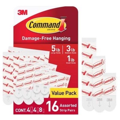 3M 17200-ES Command Foam Assorted Refill Strips Small Medium & Large