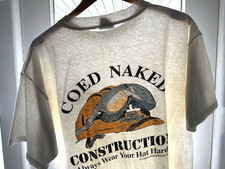 L/XL Vtg 90s Coed Naked Construction Distressed Trashed Skate Punk Boxy T-Shirt