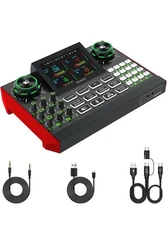 Tenlamp G9 Live Sound Card - RGB Gaming Audio Mixer with XLR Interface & Bass/Tr
