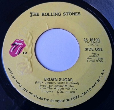 Rolling Stones - Brown Sugar / Bitch Vinyl 45 - 1971 Rolling Stones Records