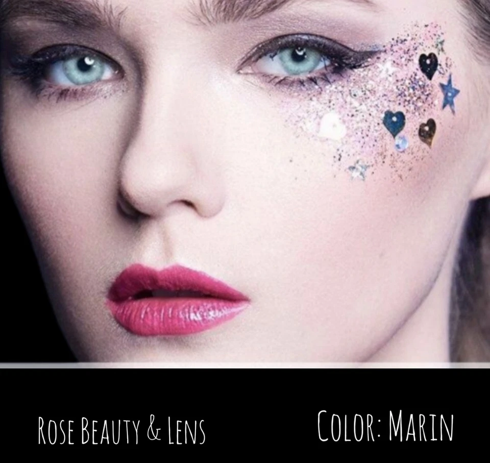 ROSE BEAUTY Mari Grün Blau Farbige Kontaktlinsen mit Stärke Jahreslinsen