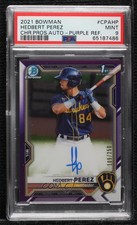 2021 Bowman Chrome Prospects Purple Refractor Hedbert Perez PSA 9 MINT Auto 1q7