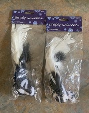 2 Piece Lot Simply Winter Zebra Print Clip Bird Feather Decoration New In Pkg