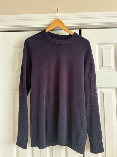C.P. Company Lens Crewneck Knit Sweater Navy 100% Cotton Men’s Size M Authentic