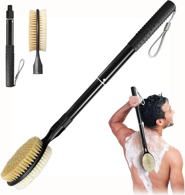 Back Scrubber with Soft and Stiff Bristles, 17''-25'' Long Handle Dual-Sided Sho