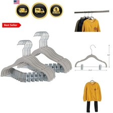 Non-Slip Clothes Hangers for Baby and Kids 20-Pack Velvet Hangers with Movabl...