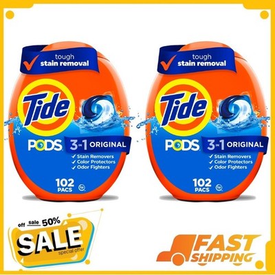 ( 2 Pack ) Tide PODS Laundry Detergent Soap Pacs, Original Scent, 102 Count