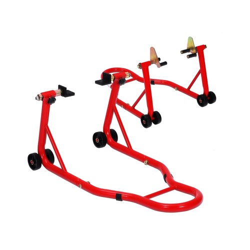 2Pcs 900LBS Motorcycle Front & Rear Stand Lift Spoolift Paddock Swingarm Arm Red