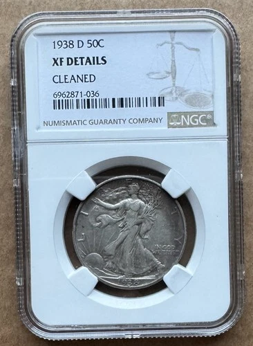 1938 D 50C NGC XF DETAILS 1938-D WALKING LIBERTY HALF DOLLAR SEMI-KEY DATE
