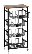 Fruit Basket, 5-Tier Utility Kitchen Organizer and Storage Cart with Pull-Out...