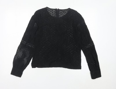 Banana Republic Damen Bluse schwarz Spitze Größe S Langarm Tunika