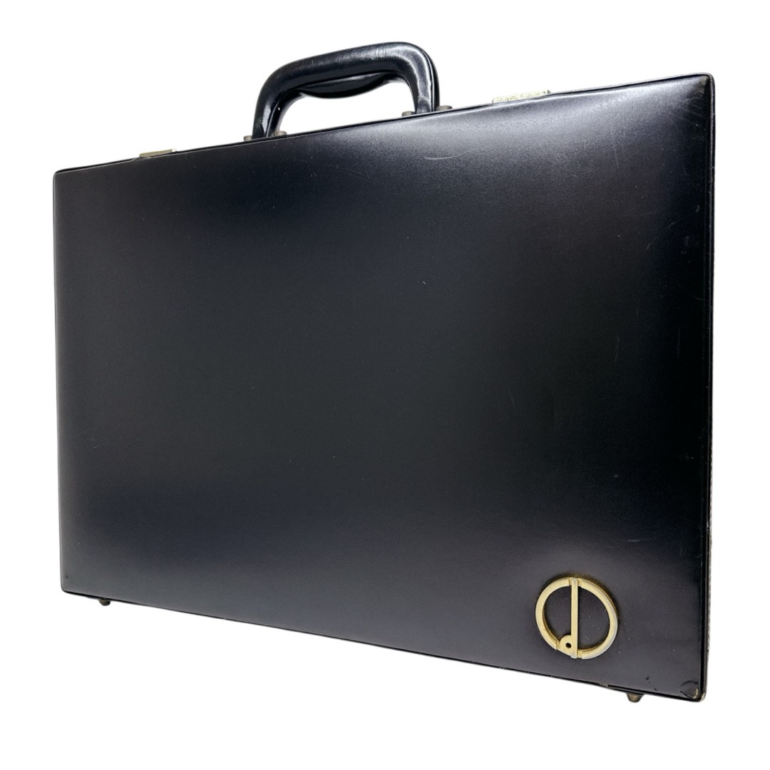Dunhill Attache Case Briefcase Business Bag Black Leather Dial