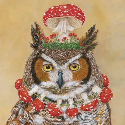 20 Servietten Pageant Queen Künstlerisch Eule Tiere Kopfschmuck Pilze 33x33cm