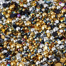 56G Flatback Pearls and Rhinestones 3Mm-10Mm Mix Half round Pearls Resin Rhinest