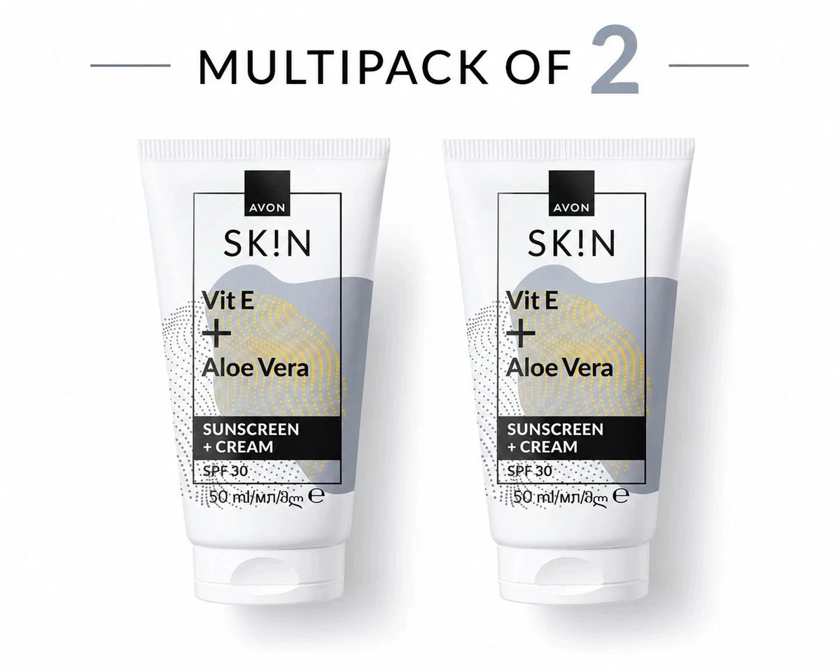 x2 Avon Skin Sunscreen + Cream SPF30 50ml x2 - New - Boxed - Free Tracked Post