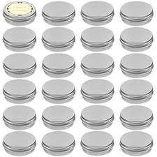24Pack 1/2 Oz Aluminum Tin Cans with Screw Lid and Labels, Refillable Travel Siz