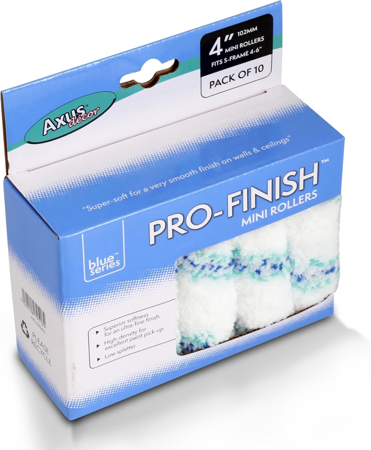 Axus Decor Pro-Finish Roller, Medium Pile (Blue Series) Ultra Fine Finish, Mini