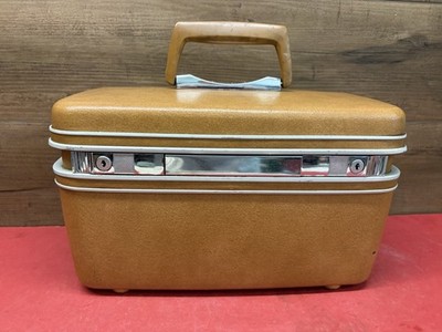 Vintage Samsonite Silhouette Train Case Tan Or Brown Hard Shell Luggage