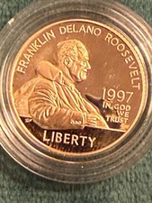 1997 W Franklin D. Roosevelt Commemorative Gold Uncirculated $5 Coin PROOF