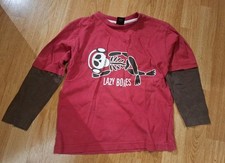 Next Red & Brown Lazy Bones Long Sleeve Top Aged 5yrs - Used