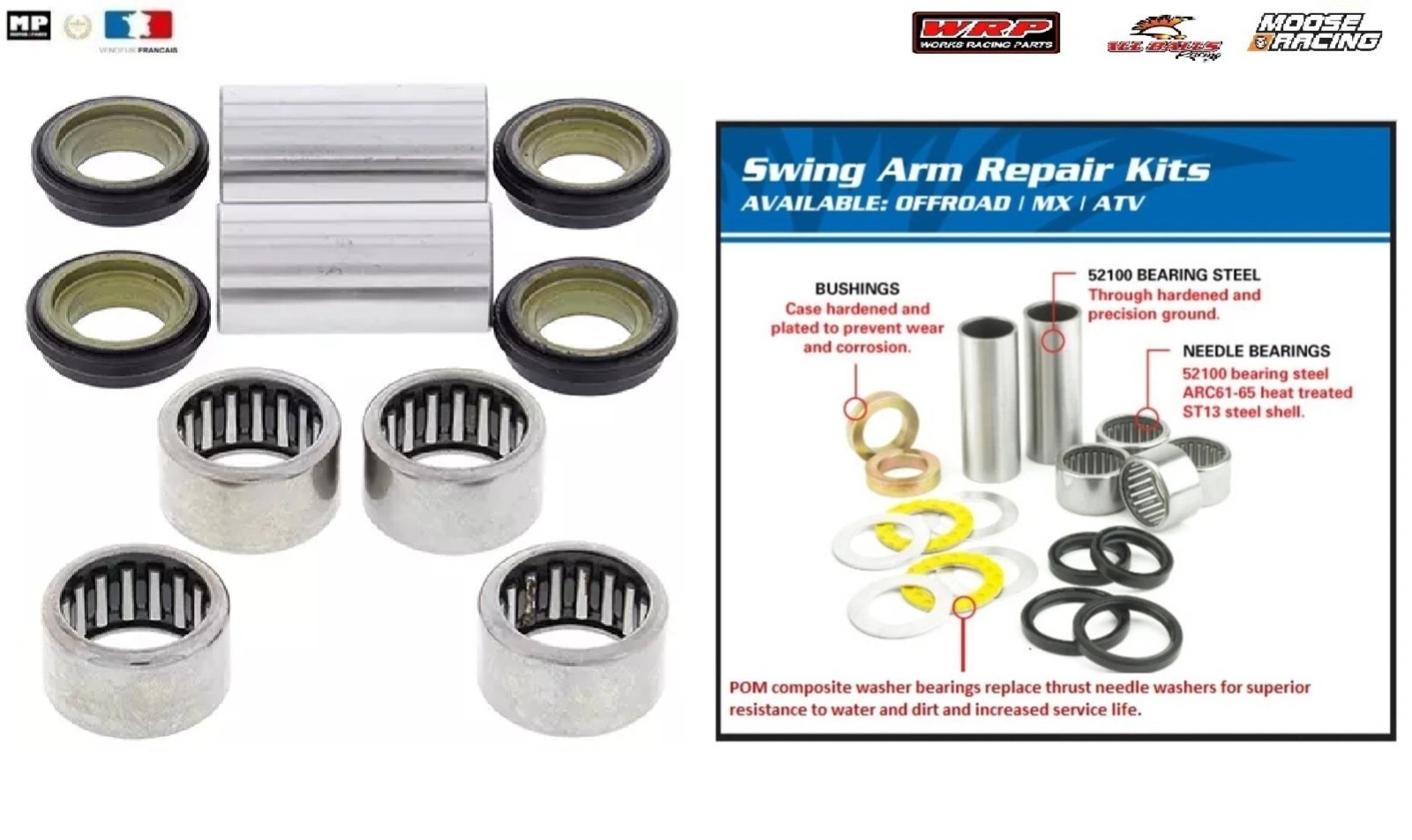 Roulement de bras oscillant anti-jeu pour Kawasaki KDX220 97-05