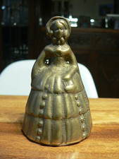 Vintage Messingskulptur Tischglocke Dame Handglocke Glocke Klingel Messing Figur
