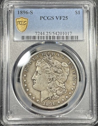 1896-S Morgan Silver Dollar $1 PCGS VF25 With TrueView
