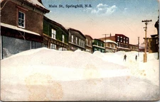 Snowy Main St Springhill NS Canada Postcard D51