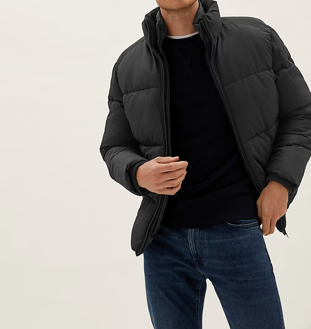 Calvin Klein Mens Black Lined Long Sleeve Zipper Pockets Puf