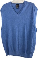Joseph A Bank Men's Blue Sweater Vest V-Neck 100 Pima Cotton Size XL