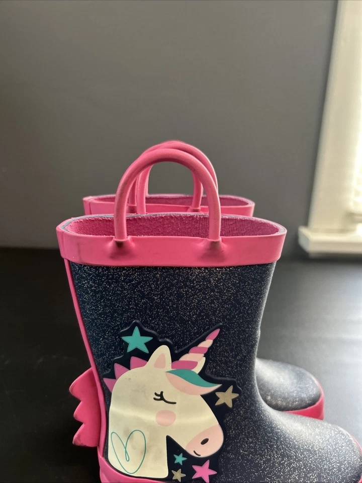 Botas de lluvia unicornio de goma coloridas para pesca talla 8 para niñas pequeñas Foto 3 de 4